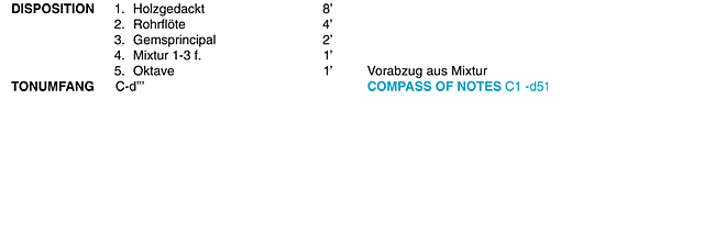 Portativ Edelfingen, Stoplist Portativ Edelfingen, Stoplist